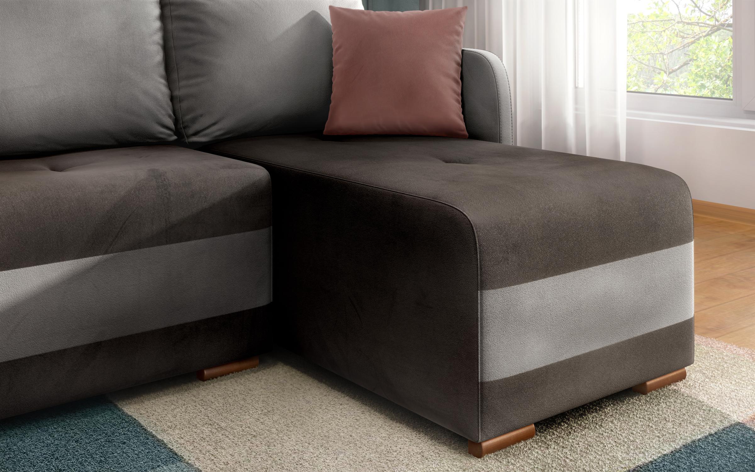 Γωνιακός καναπές Alexa, γραφίτης + γκρι + ροζ  8